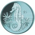 2014 - Virgin Islans 5 $ - Turquoise Seahorse Titanium Coin - BU