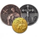 Gold Medals Saint John of Nepomuk - Set of 3 Medals - Antique Finish