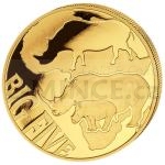 Congo 2013 - Congo 2000 CFA - The Big Five - Rhinoceros Gold 5 oz - Proof