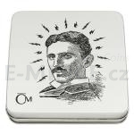 Etue pro svtov mince Sbratelsk plechov etue na tyi stbrn mince "Nikola Tesla"