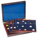 Coin Etuis & Boxes Presentation Case VOLTERRA TRIO de Luxe, each with 144 square divisions for coins up to 30 mm 