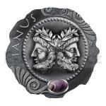 Gemstones and Crystals 2019 - Cameroon 500 CFA Janus - Silver Coin with Amethyst - Antique