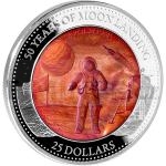 Gemstones and Crystals 2019 - Solomon Islands 25 $ 50 Years of Moon Landing, with Mother of Pearl - Proof