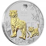 Baby Gifts 2022 - Australia 1 AUD Year of the Tiger 1oz Silver Gilded Edition - BU