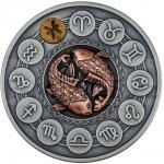 Lunar Calendar - Zodiac 2020 - Niue 1 $ Zodiac Signs - Pisces - Antique Finish