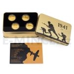 Militaria 2016 - Niue 100 NZD Set of Four Gold Coins War Year 1941 - Proof