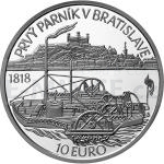 Transportation and Vehicles 2018 - Slovakia 10 € 200th Anniversary of the First Steamer on the Danube River in Bratislava- Proof