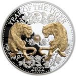 Chinese Lunar Series 2022 - Fiji 10 $ Year of the Tiger Gold and Pearl - Proof