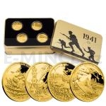 End of WWII 2016 - Niue 20 NZD Set of Four Gold Coins War Year 1941 - Proof
