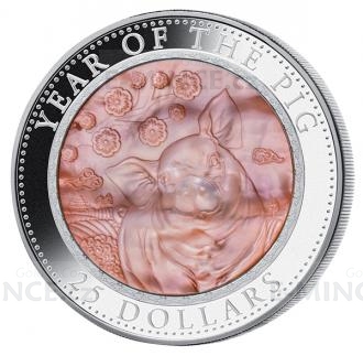 2019 - Cook Islands 25 $ Year of the Pig with Mother of Pearl - Proof
Click to view the picture detail.