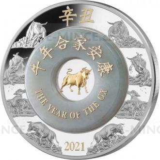 2021 - Laos 2000 KIP Lunar Year of the Ox with Jade - Proof
Click to view the picture detail.
