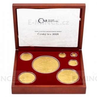 Set of gold coins Czech Lion 2021 - 1/25, 1/4, 1/2, 1, 5, 10 oz, 1 kg
Click to view the picture detail.