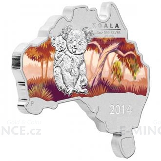 2014 - Australia 1 $ - Australian Map Shaped Coin - Koala 1oz
Click to view the picture detail.