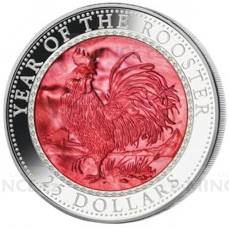  2017 - Cook Islands 25 NZD Year of the Rooster with Mother of Pearl - Proof
Click to view the picture detail.