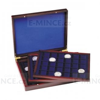 Presentation Case VOLTERRA TRIO de Luxe, each with 90square divisions for coins up to 39 mm 
Click to view the picture detail.