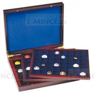 Presentation Case VOLTERRA TRIO de Luxe, each with 144 square divisions for coins up to 30 mm 
Click to view the picture detail.