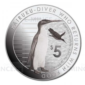 2014 - New Zealand 5 $ - Kairuku Silver Proof Coin
Click to view the picture detail.
