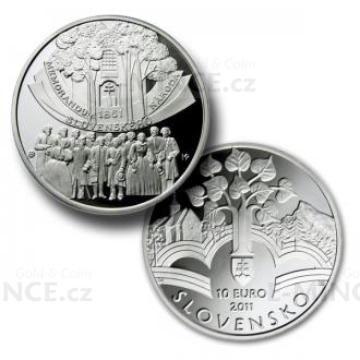 2011 - Slovakia 10 € - 150th Anniversary of Memorandum of Slovak Nation - UNC
Click to view the picture detail.