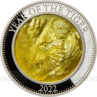 2022 - Cook Islands 25 $ Year of the Tiger with Mother of Pearl - Proof
Click to view the picture detail.